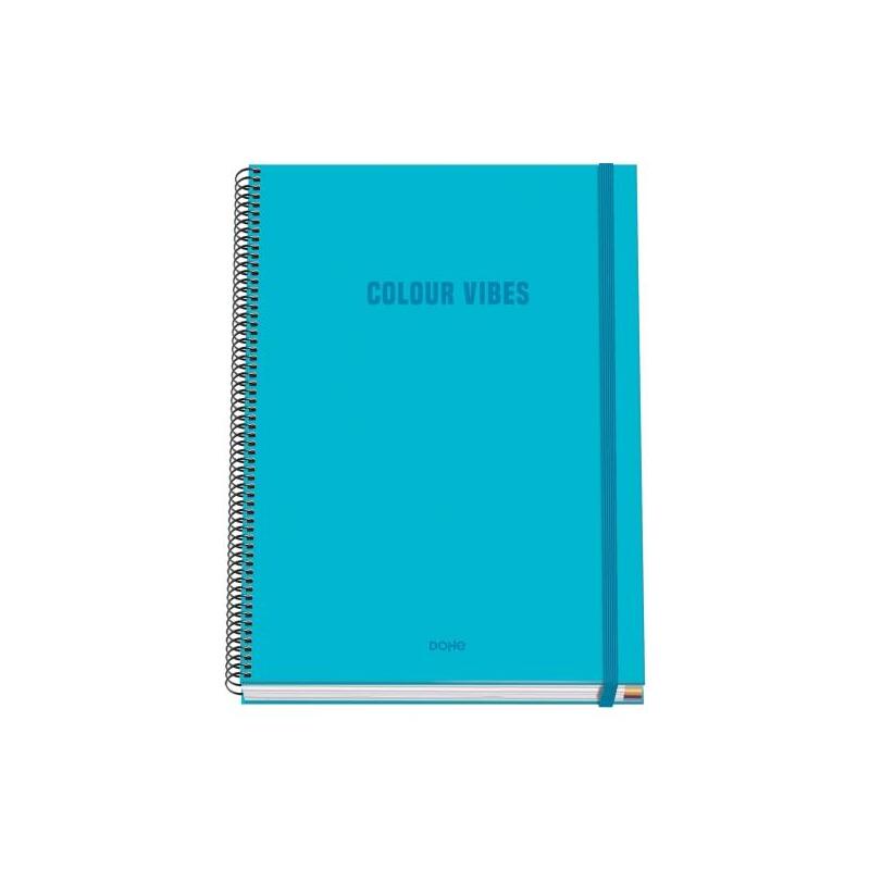 Dohe Colour Vives Cuaderno Espiral A4 100 Hojas Microperforadas Cuadricula 5mm - Tapa Dura Carton Forrado - Cierre De