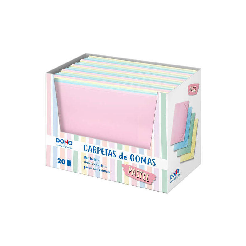 Dohe Expositor De Carpetas De Gomas Tamaño A4 - 20uds - Polipropileno De 600 Micras - Colores Surtidos