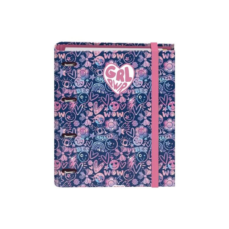 Dohe Girl Power Carpeta Con 4 Anillas De 35mm - 100 Hojas Offset De 90g - 5x5mm - 4 Separadores - Sobre Multitaladro -