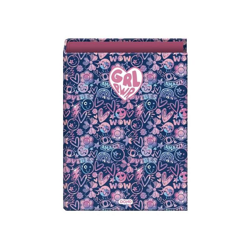 Dohe Girl Power Carpeta Con 4 Anillas De 40mm - Formato Folio - Guardas Impresas - Cubierta De Carton Plastificado -