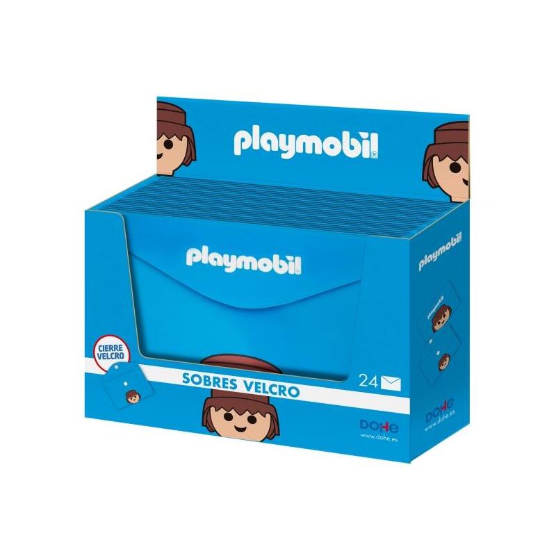 Dohe Playmobil Expositor Con 24 Sobres Portadocumentos Folio - Cierre De Velcro - Polipropileno Opaco 200 Micras -