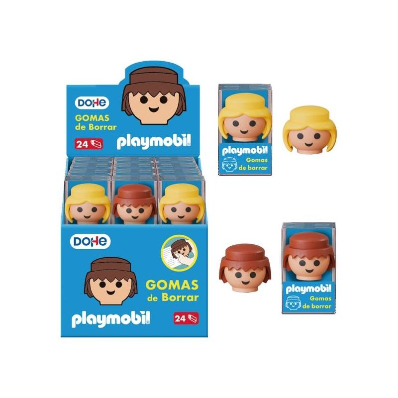 Dohe Playmobil Expositor De 24 Gomas De Borrar - Fabricadas En Pvc - Con Forma De Los Muñecos Playmobil