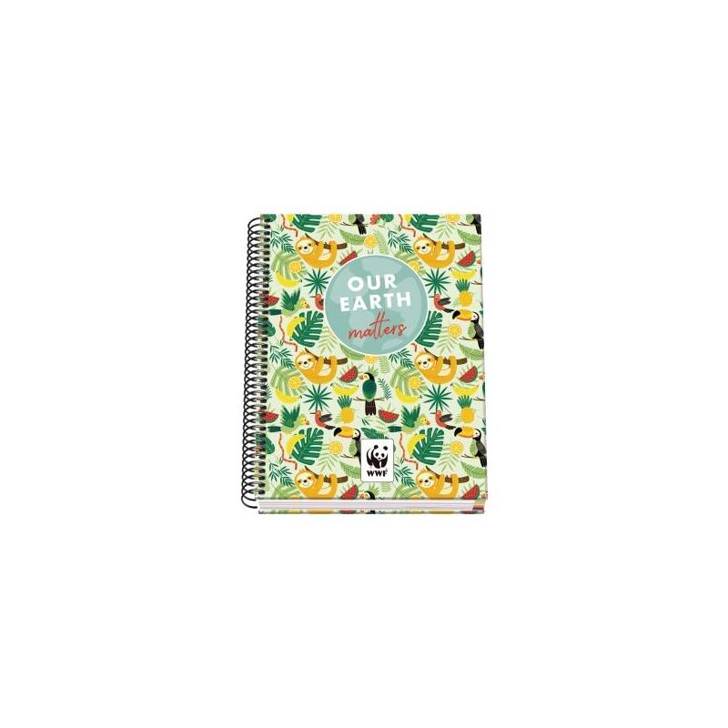 Dohe Wwf Tropic Cuaderno Espiral A5 100 Hojas Cuadricula 5mm - Tapa Dura Impresa A Todo Color Y Plastificada En Brillo