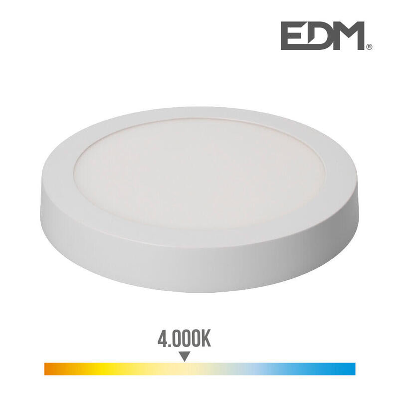 Downlight Led Superficie Redondo 20w 1500lm 4000k Luz Dia Ø22,5x4cm Blanco Ø22,5x4cm Edm