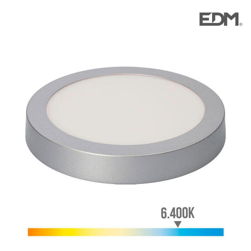 Downlight Led Superficie Redondo 20w 1500lm 6400k Luz Fria Ø22,5x4cm Cromado Edm