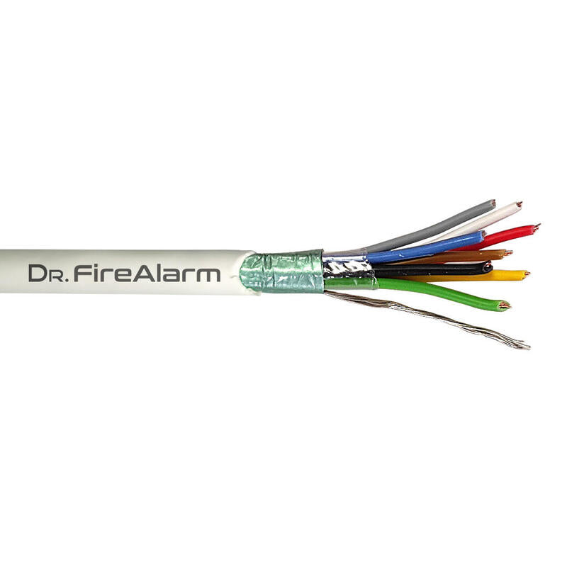 Drfirealarm Alarm08-Lszh Rollo 100m De Cable Manguera Blanco Flexible 8 Hilos Apantallado Lszh (8x0,22) Cpr