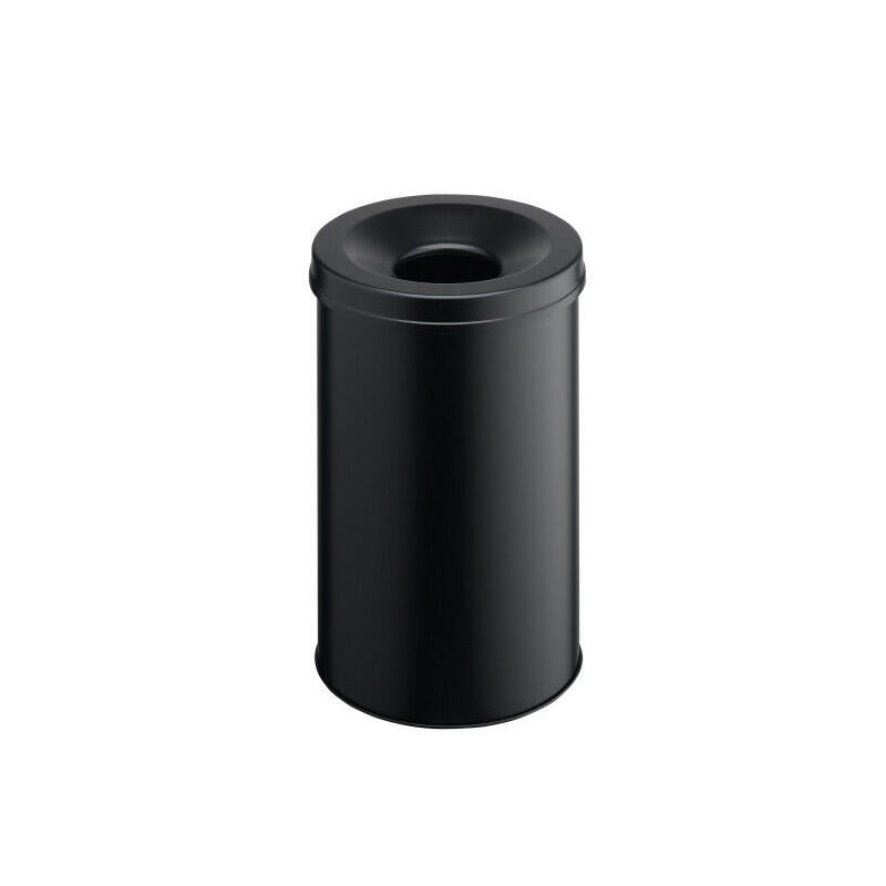 Durable 330601 Papelera Metálica Con Cenicero Redonda De 30 Litros, Negra