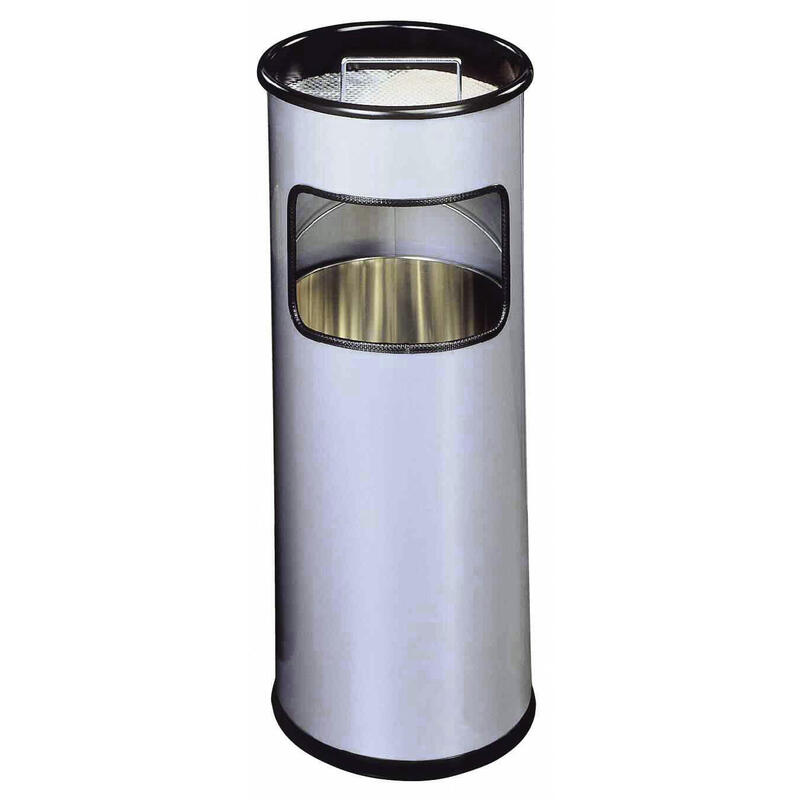 Durable Papelera Metal Con Ascher Redondo Plateado
