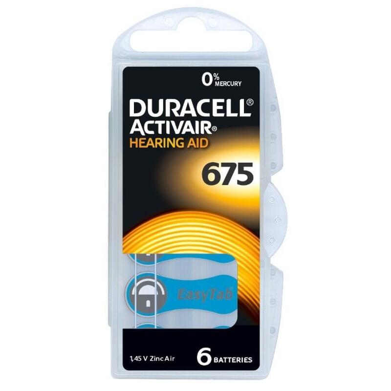 Duracell Pila Audiofono Da675 1,45v Activair 0%Mg Caja De 10 Blister*6