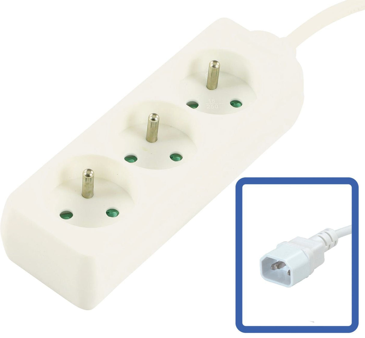 3-Way Power Strip French Type E, Direct Attach To Ups, 1.5m