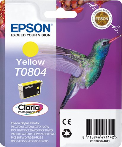 Tinta Original Epson T0804 Yellow Para Epson Stylus Photo P50 , Px650 , Px660 , Px700w ,Px710w ,Px720wd