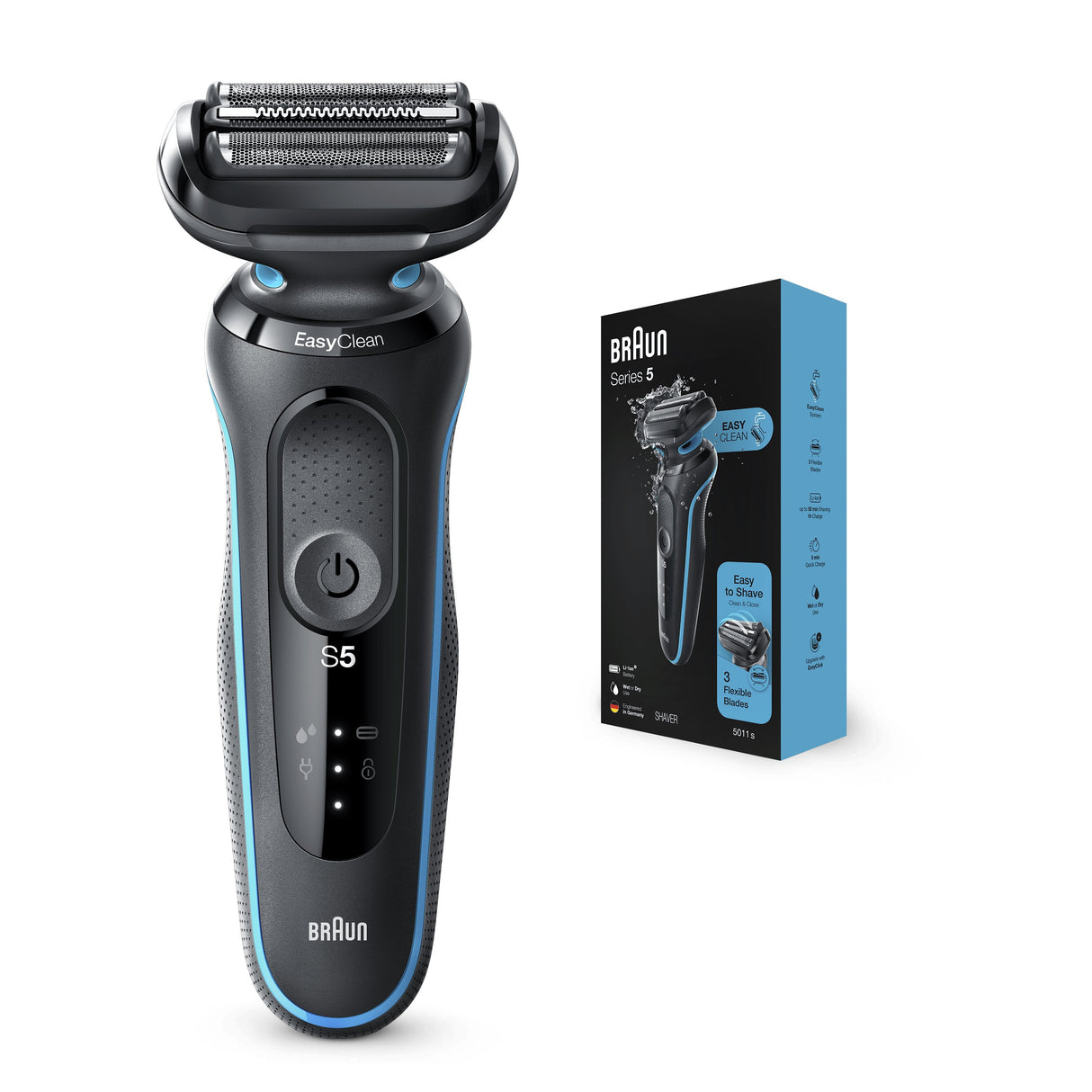 EAN 4210201242284 - Braun Series 5 50-M1000s Máquina de afeitar de láminas Negro, Azul imagen 4