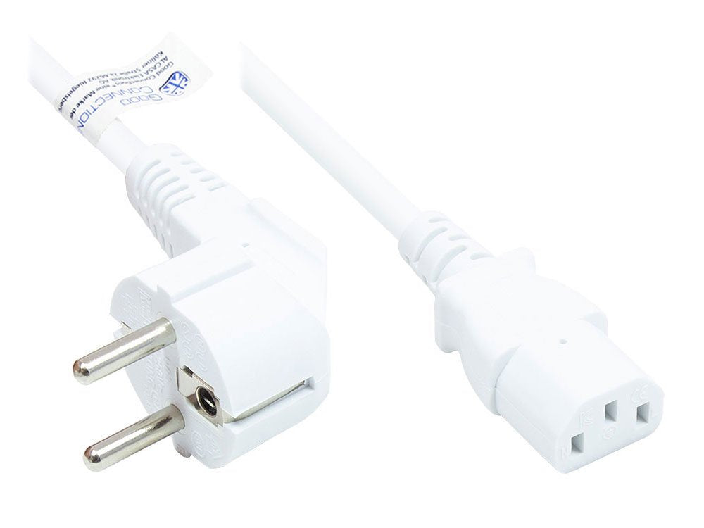Good Connections Contacto De Protección Conector Macho Angulado.- C13 Blanco 10m
