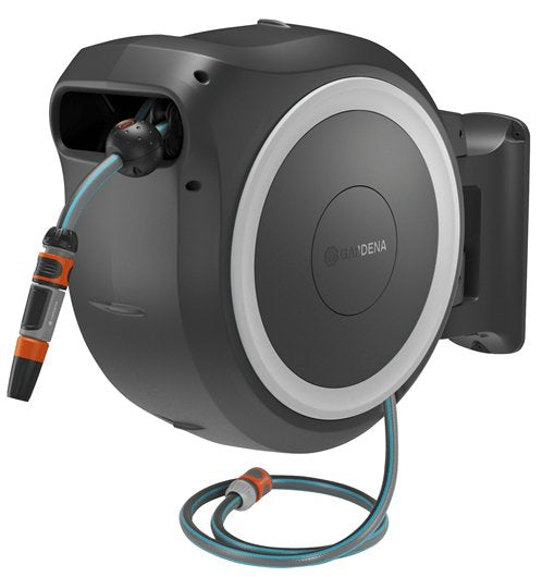 Portamangueras De Pared A Batería Gardena Powerroll Xxl 18v P4a Solo, 40 Metros, Enrollador De Manguera Gris/Blanco, Sin Batería Ni Cargador, Power For All Alliance 18647-55