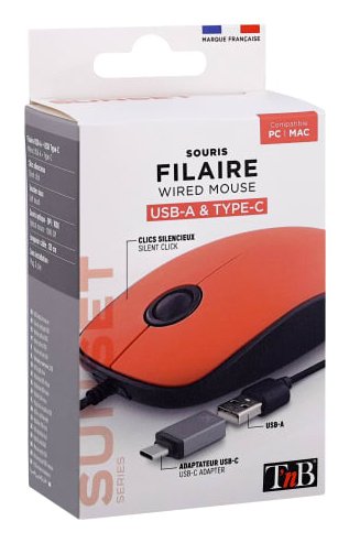 Tnb Raton Con Cable Usb-A & Usb-C Sunset Rojo