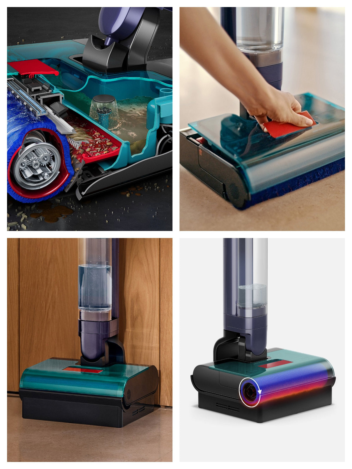 Dyson Clean + Wash Hygiene Escoba Eléctrica Batería Seca Y Húmeda Sin Bolsa Azul, Cobre