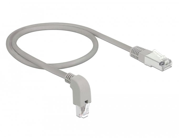 Cable Delock Rj45 Cat.6a S/Ftp Gris, 50 Cm, 1 Conector Recto, 1 Conector En Ángulo Hacia Abajo 85873