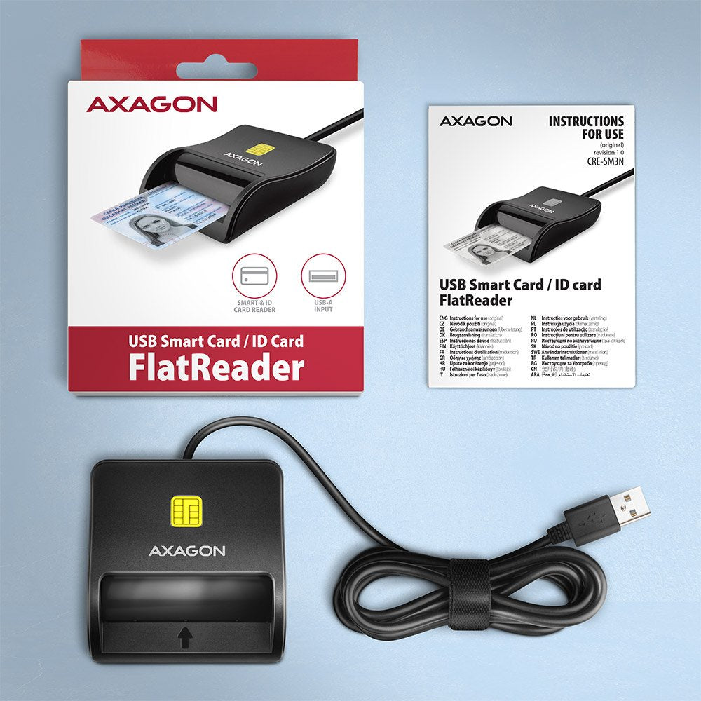 EAN 8595247906915 - Axagon CRE-SM3N USB Smart card Flat lector de tarjeta inteligente Interior USB 2.0 Negro imagen 5