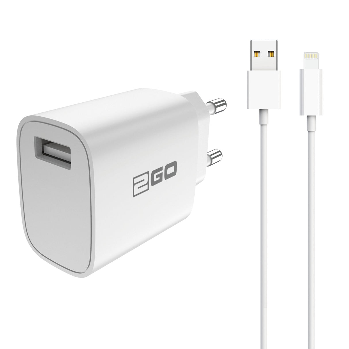 2go Cargador + Cable Lightning Blanco Para Apple