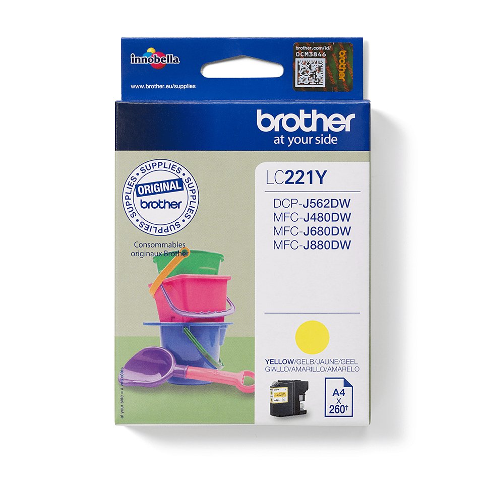 EAN 5014047567155 - Brother LC221YBP cartucho de tinta 1 pieza(s) Original Rendimiento estándar Amarillo imagen 1