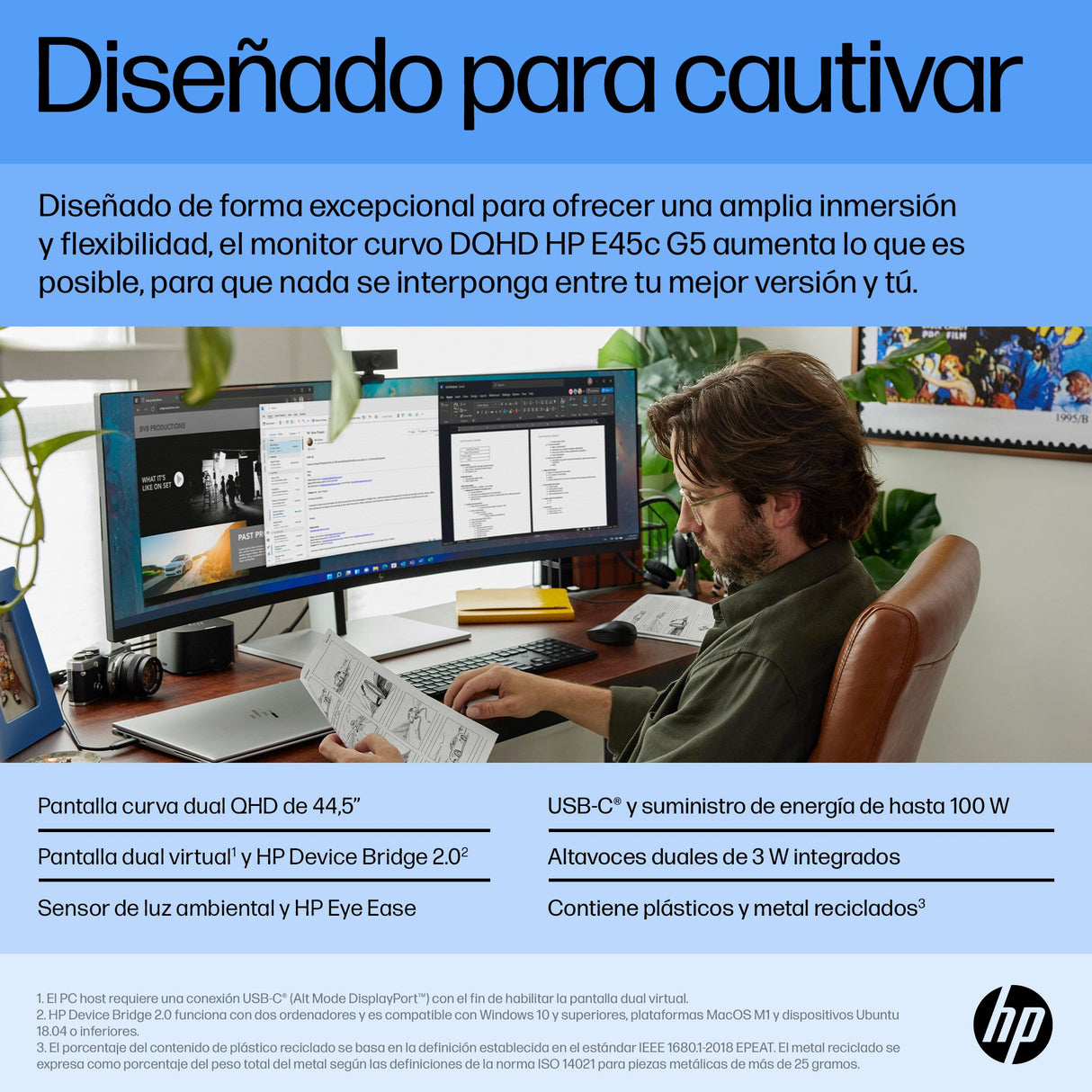 EAN 5715063357156 - HP E45c G5 DQHD Curved Monitor pantalla para PC 113 cm (44.5") 5120 x 1440 Pixeles Dual QHD LCD Negro, Pl imagen 6