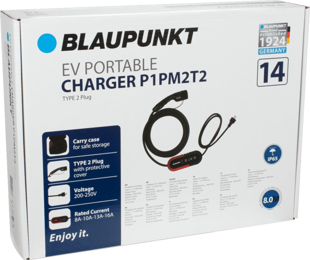Blaupunkt Tragb. Ladegerät E-Auto 1phase/Typ2/Schuko/8m