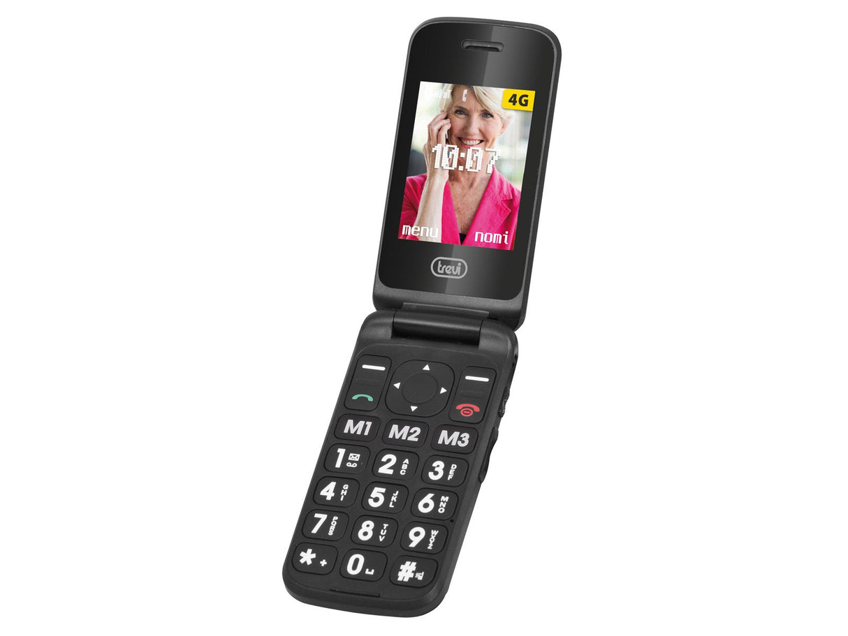Telefono Trevi Flex Plus 90 4g Flip Senior Phone Dual Screen Black