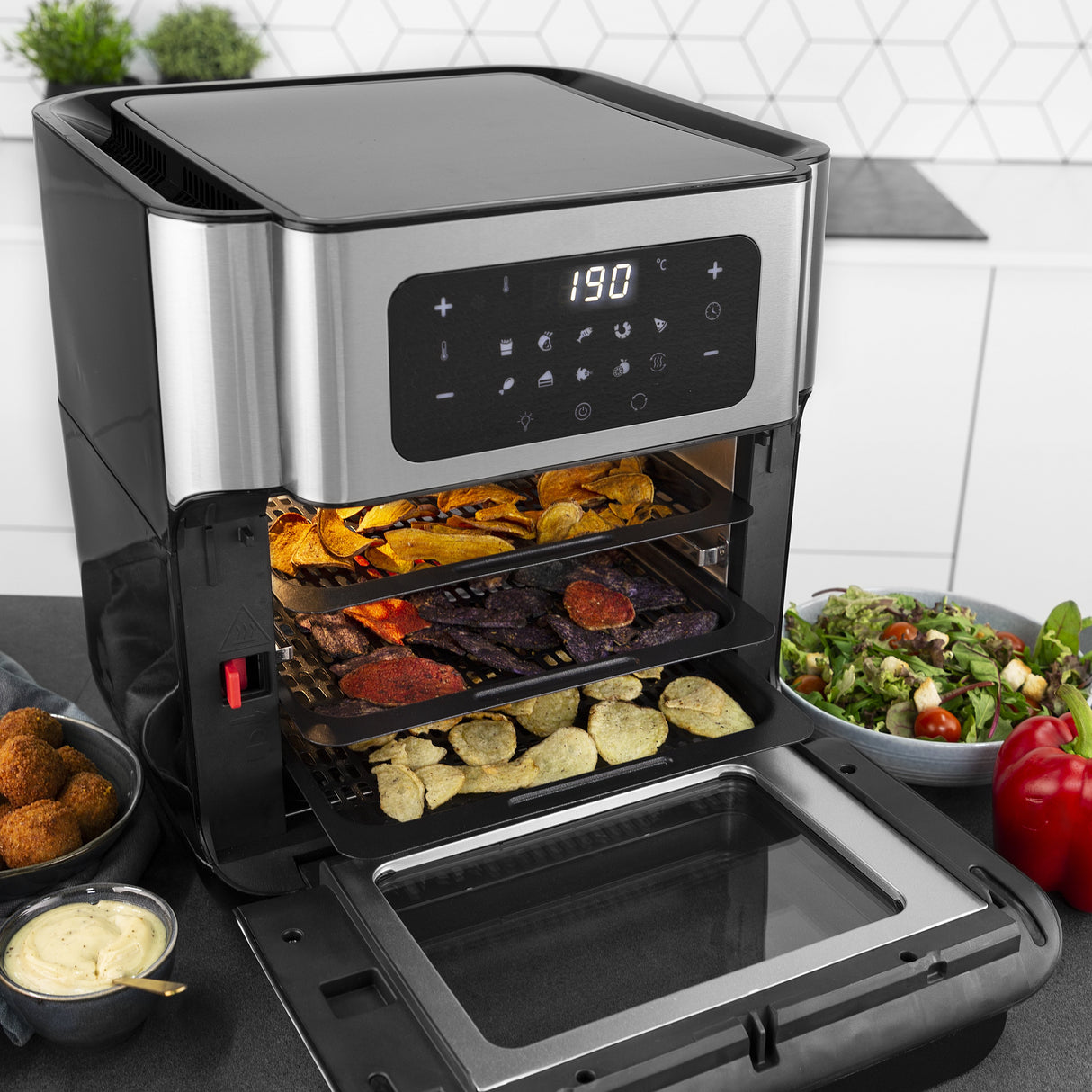 EAN 8713016091451 - Princess 182065 Sencillo 10 L Independiente 1500 W Freidora de aire caliente Plata imagen 54