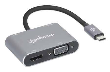 Manhattan Docking Station De Usb-C A Hdmi Y Vga, 4 En 1, Con Suministro De Energía
