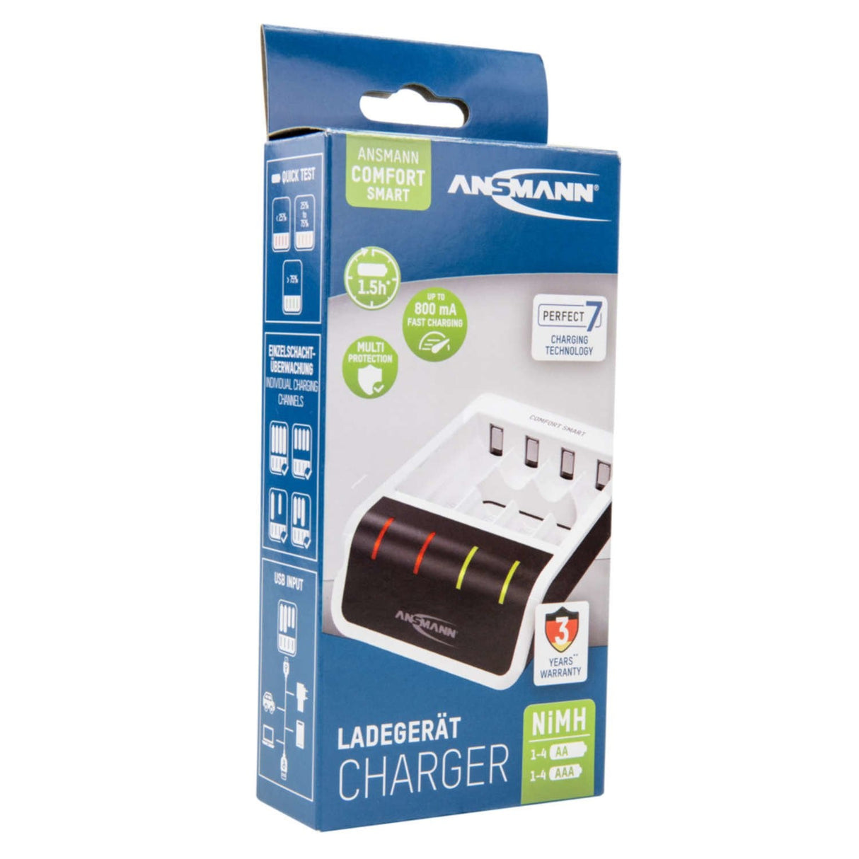 Cargador Ansmann Comfort Smart Entrada Usb Para 1-4 Nimh