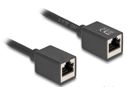Delock Netzwerk Verlängerungscable Kupplung Rj45 Buchse Zu Rj45 Buchse Cat.6a S Ftp 0,5 M Schwarz