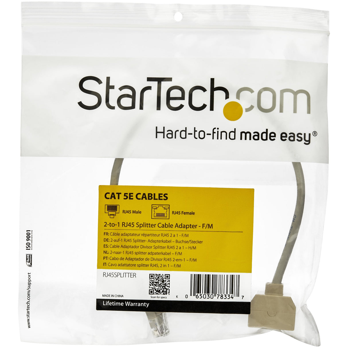 Startech.Com Adaptador Divisor Splitter Rj45 2 A 1 - Hembra A Macho - Divisor Splitter Para Cable De Red Ethernet Rj45 Garantia Lifetime