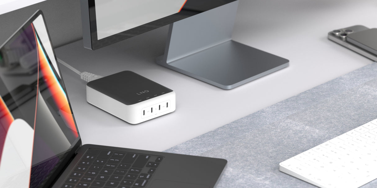 Cargador Escritorio 4xusb-C 240w Gan2 Plata Linq Hasta 240w/ 4xusb-C Pd/ 140w Máximo Por Puerto