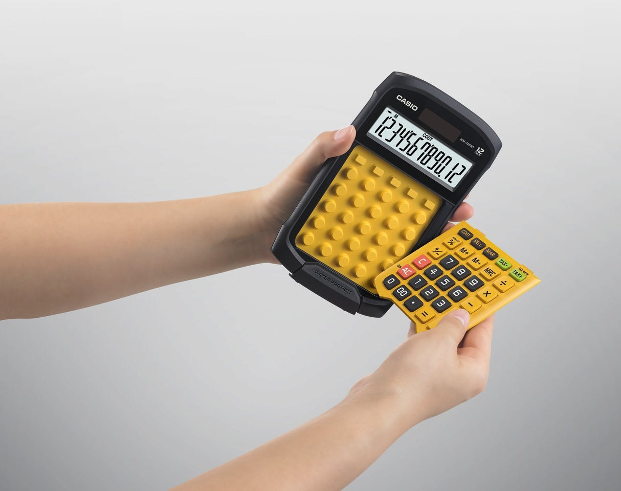 Casio Calculadora De Sobremesa Amarillo Y Negro 12 Dígitos Resistente Al Agua Y Al Polvo Wm-320mt