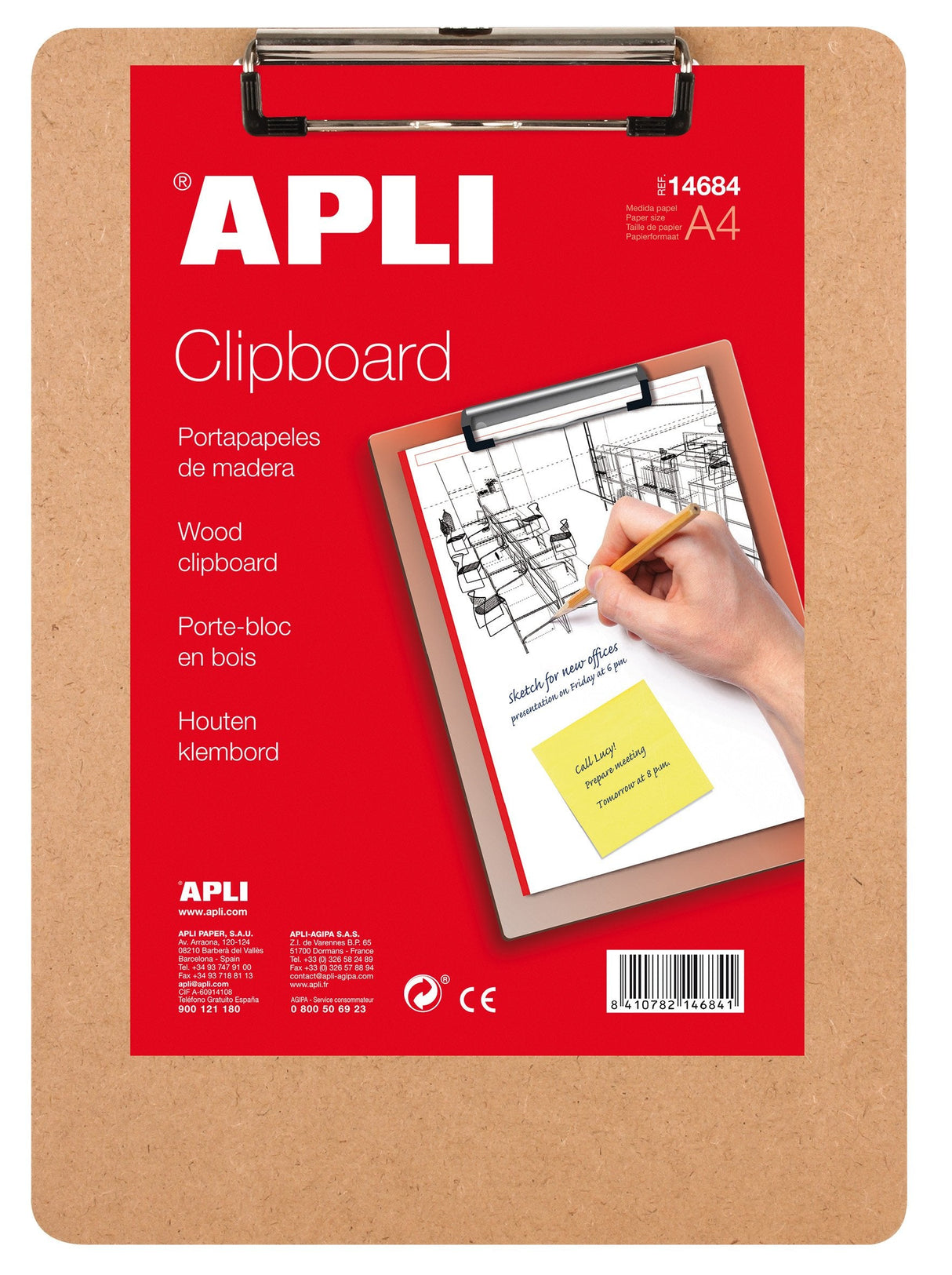 Apli Clipboard Madera A4 Marrón