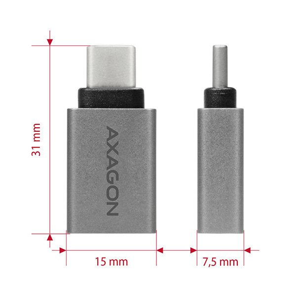 Adaptador Axagon Usb-C 3.1 M Auf Usb-A Aluminio - Negro
