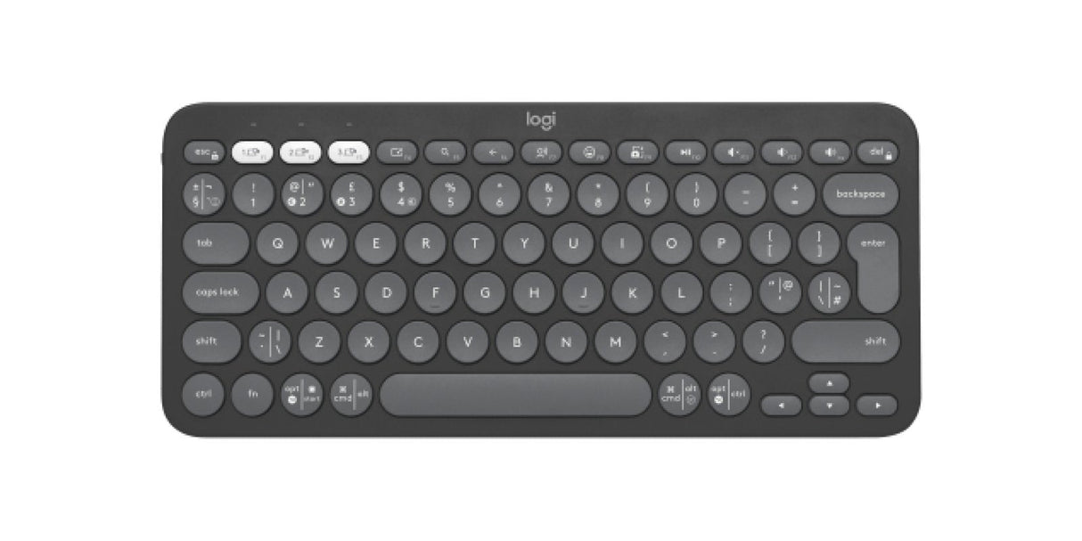Teclado Inglés Logitech Pebble Keys 2 K380s Rf Wireless + Bluetooth Qwerty Reino Unido Grafito