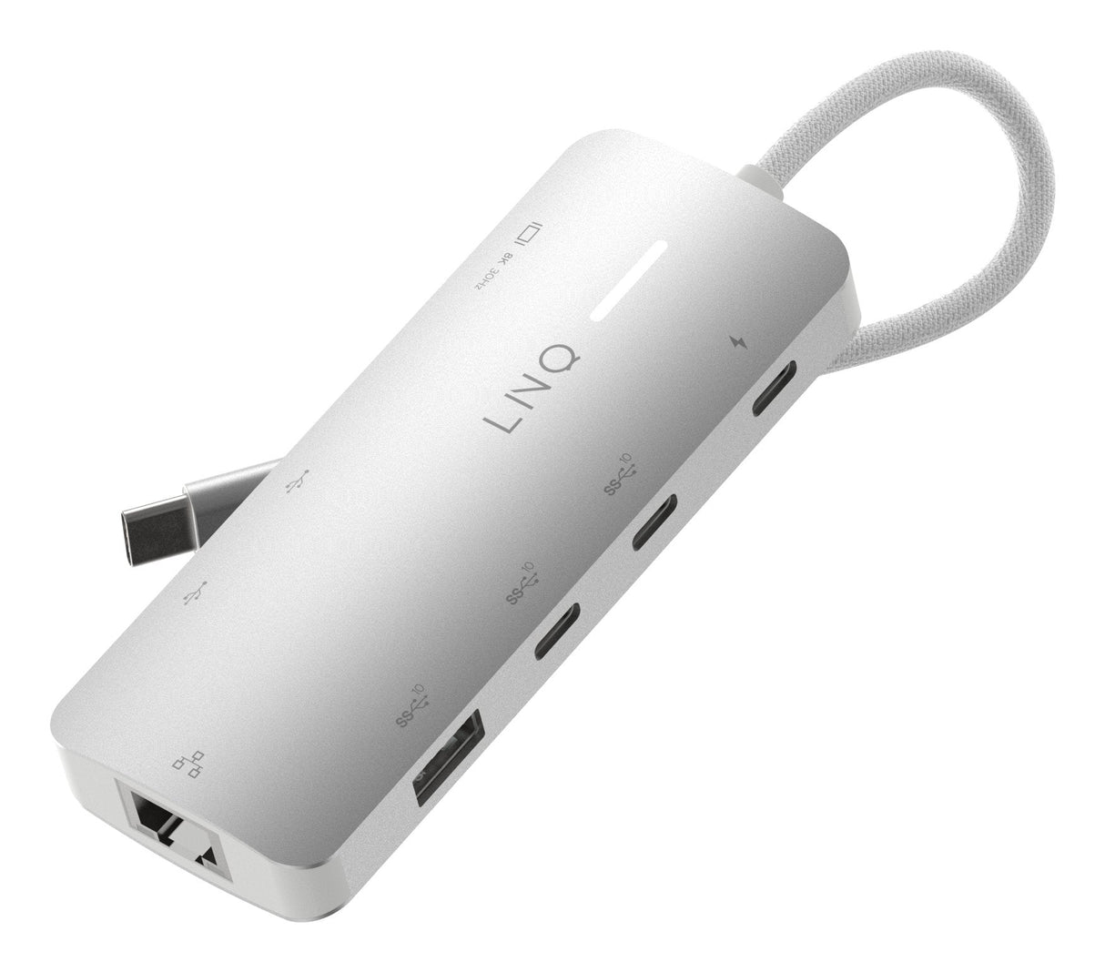 Hub 8 Puertos 8k Pro Usb-C 140w Gris Linq Usb-C/ 1xusb3.2, 1xhdmi, 1xusb-C Pd Hasta 140w, 2xusb-C, 1xrj45 2,5gbps, 2xusb-A