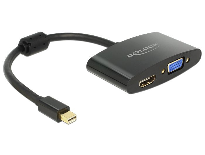 EAN 4043619655533 - DeLOCK 65553 adaptador de cable de vídeo 0,18 m Mini DisplayPort HDMI + VGA (D-Sub) Negro imagen 1