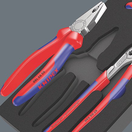 Wera 9780 Inserto De Espuma Knipex Juego De Alicates 1, 3 Piezas (Negro/Gris, En Bandeja De Espuma Para Carro De Taller)