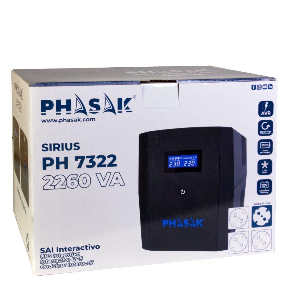 EAN 5605922008711 - Phasak Sirius sistema de alimentación ininterrumpida (UPS) Línea interactiva 2,26 kVA 1320 W 4 salidas AC imagen 5