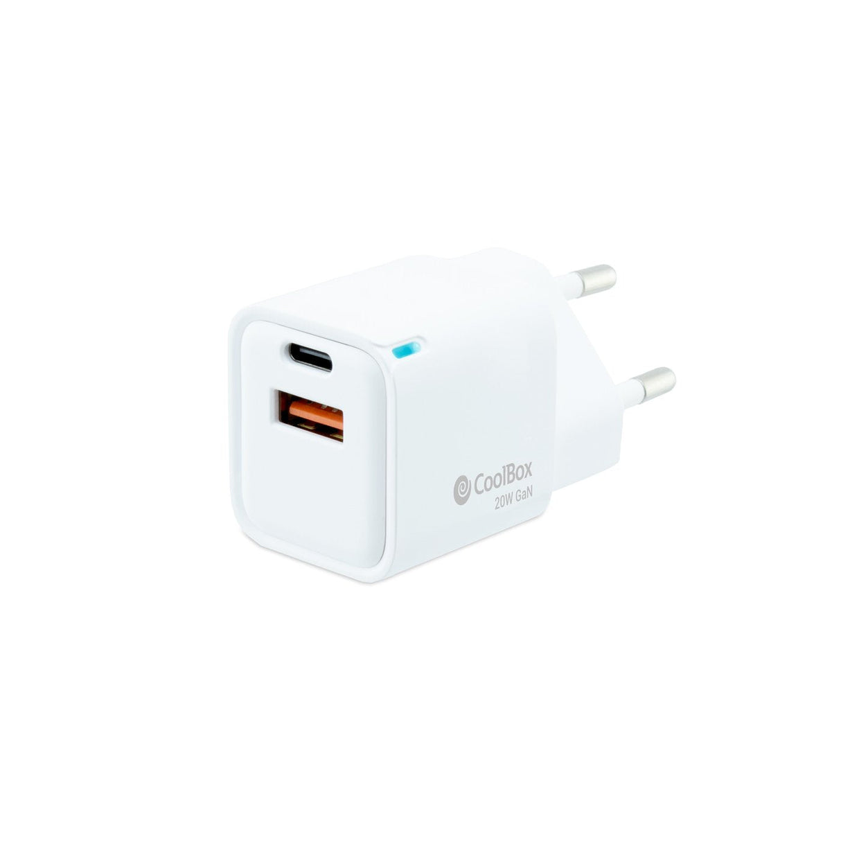 Coolbox Cargador Pared/Viaje 3.0 Gan Usb-C/Pd + Usb-A 20w Blanco Máximo 20w/ 1xusb-C. 1xusb-A/ Quickcharge 3.0