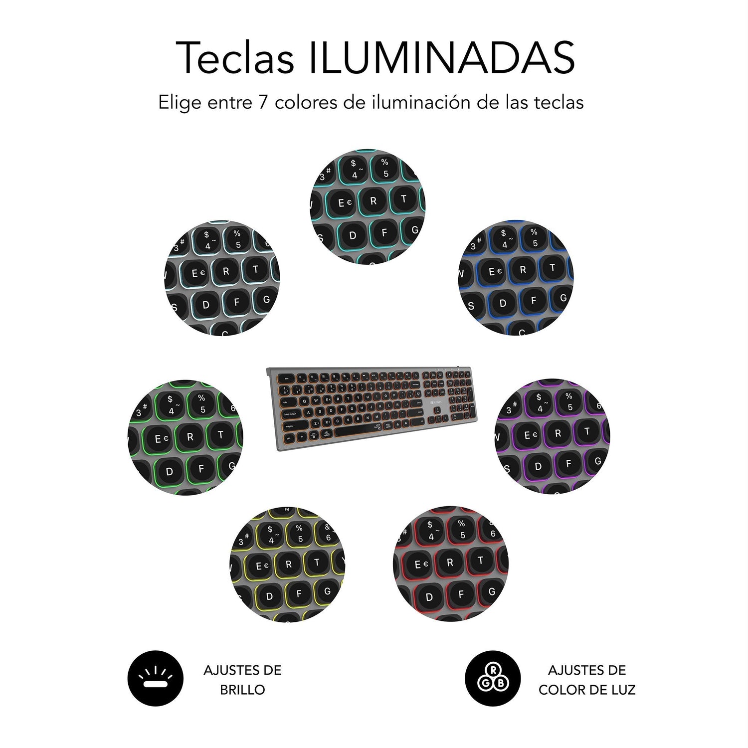 Teclado Español Inalámbrico Subblim Master Gris Y Negro