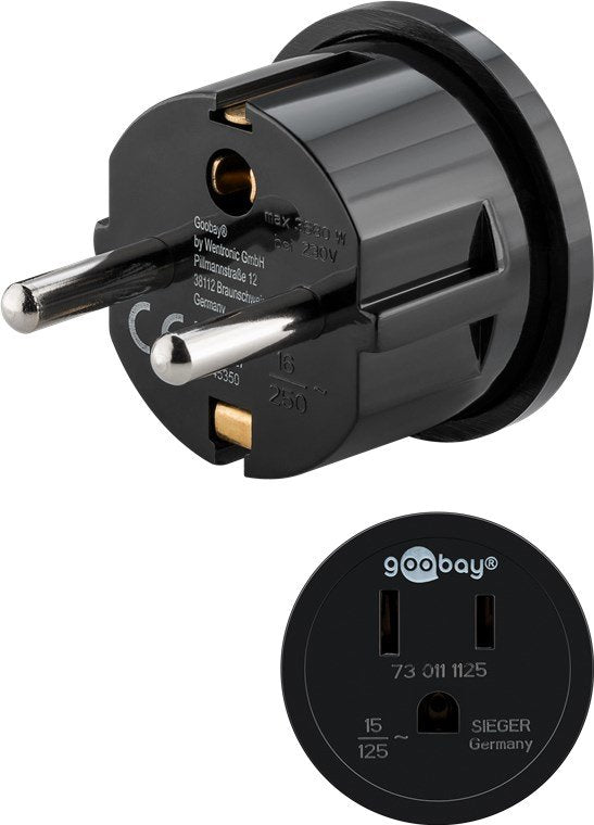 Goobay 45350 Adaptador De Enchufe Eléctrico Tipo F Tipo B Negro