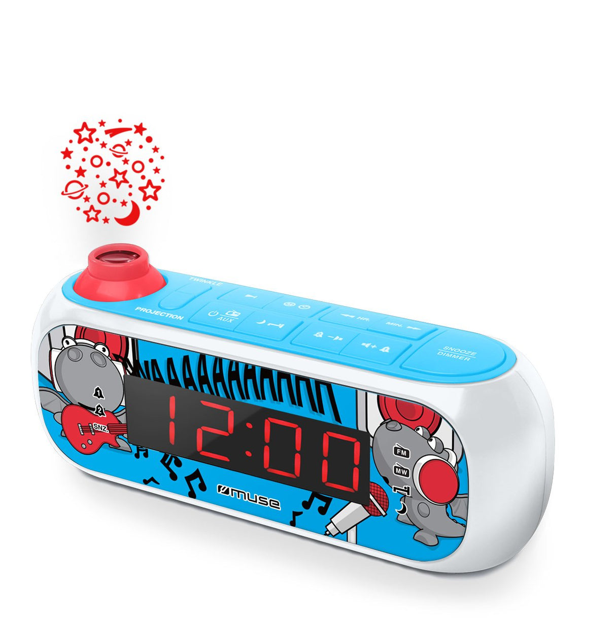 Radio Reloj Muse M-167kdb Azul Con Proyector
