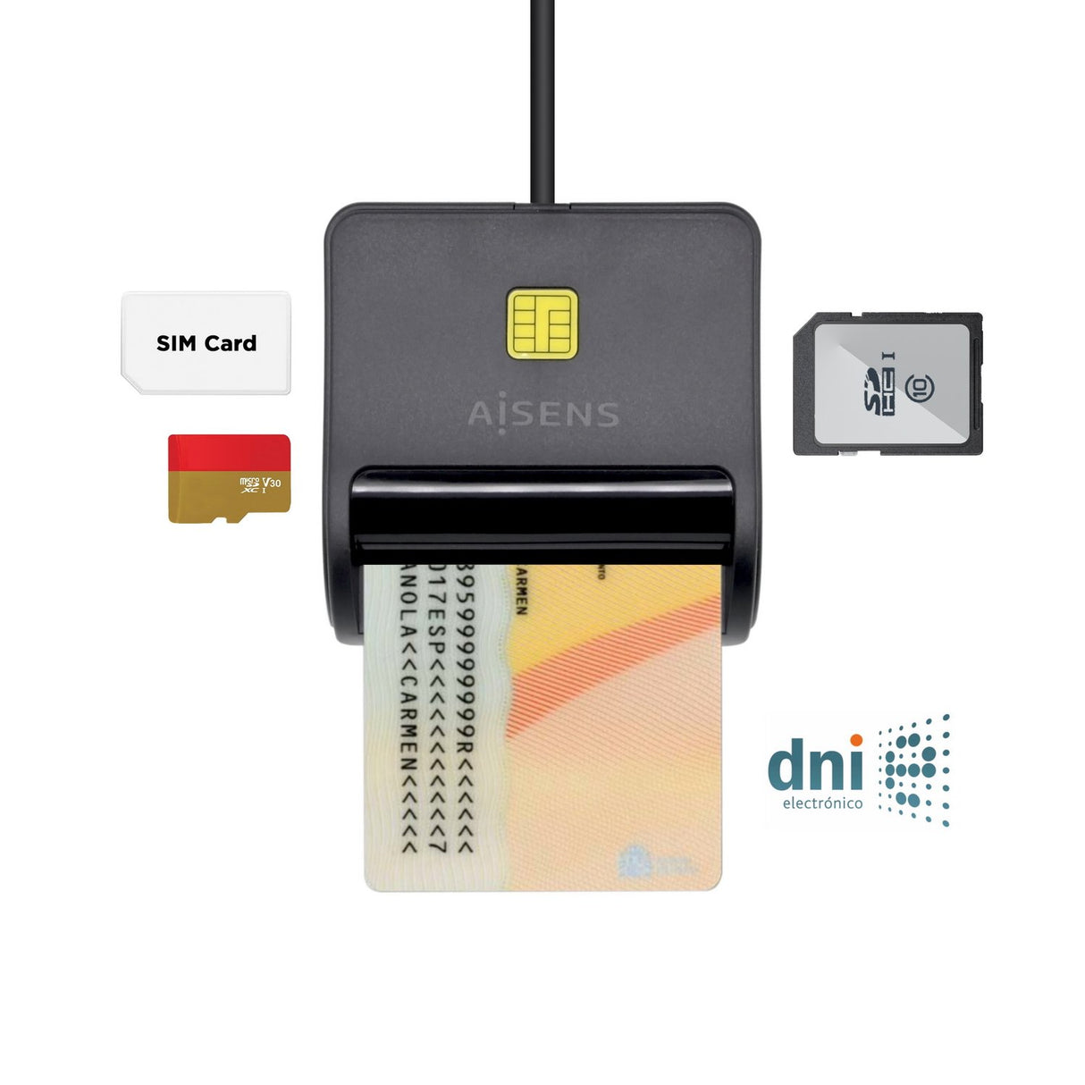 EAN 8436574706109 - AISENS ASCR-SN02SD-BK lector de control de acceso Lector USB de control de acceso imagen 1