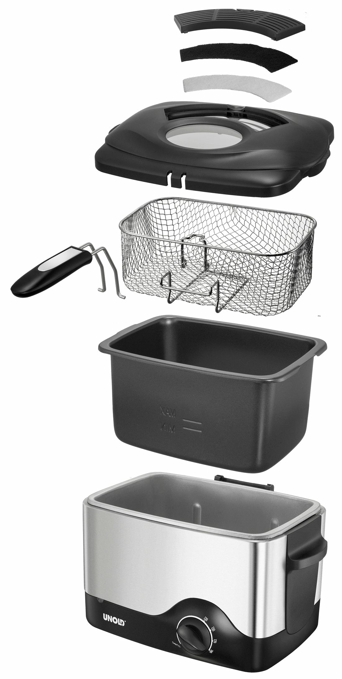 Unold 58615 Freidora Sencillo Negro, Acero Inoxidable