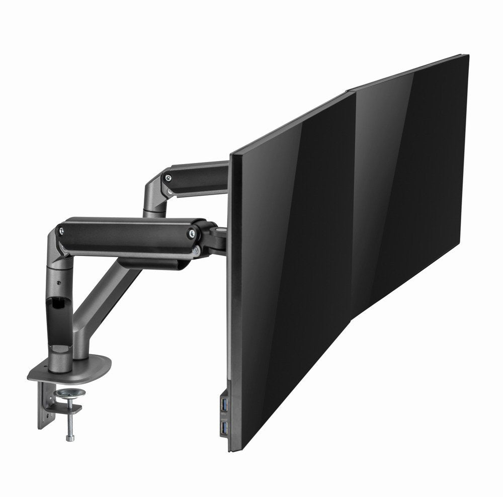 Gembird Desk Mounted Adjustable Double Monitor Arm Space Grey