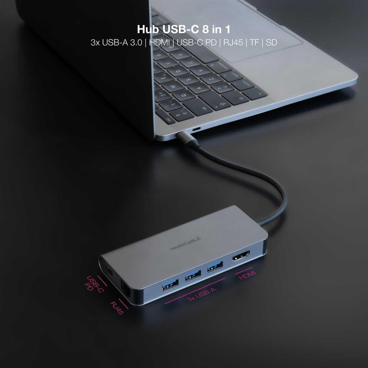 EAN 8433281015562 - Nanocable 10.16.4609 base para portátil y replicador de puertos Alámbrico USB 3.2 Gen 1 (3.1 Gen 1) Type- imagen 3