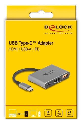 EAN 4043619610716 - DeLOCK 61071 adaptador de cable de vídeo 0,1 m USB Tipo C USB Type-C + USB Type-A + HDMI Gris imagen 3